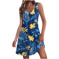 thumbnail image 2 of Ovzne Robes d'Été pour Femmes Robe d'Été pour Femmes Mode Plage Poche Imprimé Sans Manches Robe à Col en V Robe de Printemps Imprimée Liquidation, 2 of 7