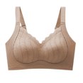 thumbnail image 1 of VEKDONE Woman's Embroidery Back Buckle Thin Style Ventilate Bra Without Steel Rim Khaki XXL, 1 of 5