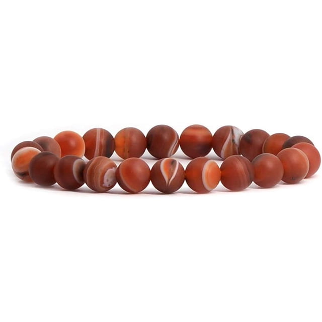 Matt Red Dream Agate Gemstone 8mm Round Beads Stretch Bracelet 7 Inch Unisex