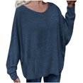 thumbnail image 1 of Pompotops Women's Solid Loose Lace Up Back Shoulder Drop T-shirt Clearance, 1 of 7