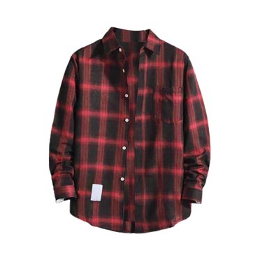 WTXUE Button-Up Shirts Long Sleeve, Notch Neck Shirts for Men Mens Fall Shirt Lapel Button Shirt Tops Cardigan Plaid | Workwear for Men Red/Plaid XXL