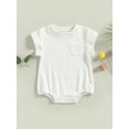 thumbnail image 2 of Faithtur Newborn Baby Summer Romper, Casual Short Sleeve Round Neck Solid Color Loose Bodysuit, 2 of 8