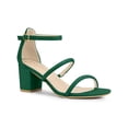 thumbnail image 1 of BLISSFUL STEP Women's Open Toe Strappy Block Heel Sandals Green 7, 1 of 7