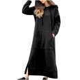 thumbnail image 2 of Gspmoly Robe d'Été, Mode pour Femmes Col Rond Hiver Chaud Couleur Manches Longues Poche Longue Robe Robes de Vacances pour Femmes Offres Prime, 2 of 6