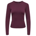 thumbnail image 1 of ONLY Chemise à Manches Longues pour Femme - Haut à Col Rond ONLRILEY, Manches Longues, Col Rond, Coton Extensible Rouge Foncé S (Petit), 1 of 7