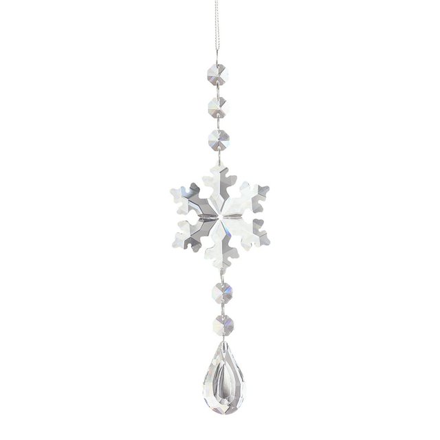 Crystal Light Catcher Prism Snowflake Wind Chime Hanging Christmas Sundrop (C)