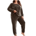 thumbnail image 2 of Ounisa Women Plus Size Pajama Set, Long Sleeve Button-Down Soft Comfy Two-Piece Sleepwear Lounge Set, 2 of 5