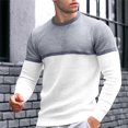 thumbnail image 2 of CEHVOM Men Casual Patchwork Round Neck Pullover Long Sleeve Blouse Sales, 2 of 7