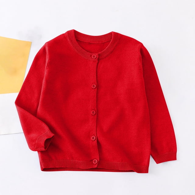 Cowsor Little Girl Knit Cardigan Sweater - Toddler Button Down School Uniforms Cardigan