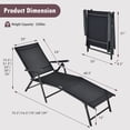 thumbnail image 2 of Gymax Chaise Longue d'Extérieur Réglable pour Patio et Plage, Fauteuil Inclinable Pliant, Noir, 2 of 8