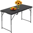 thumbnail image 1 of FDW Camping Table Folding Half Portable Foldable Table for Parties Backyard Events(Black, 4 FT), 1 of 7