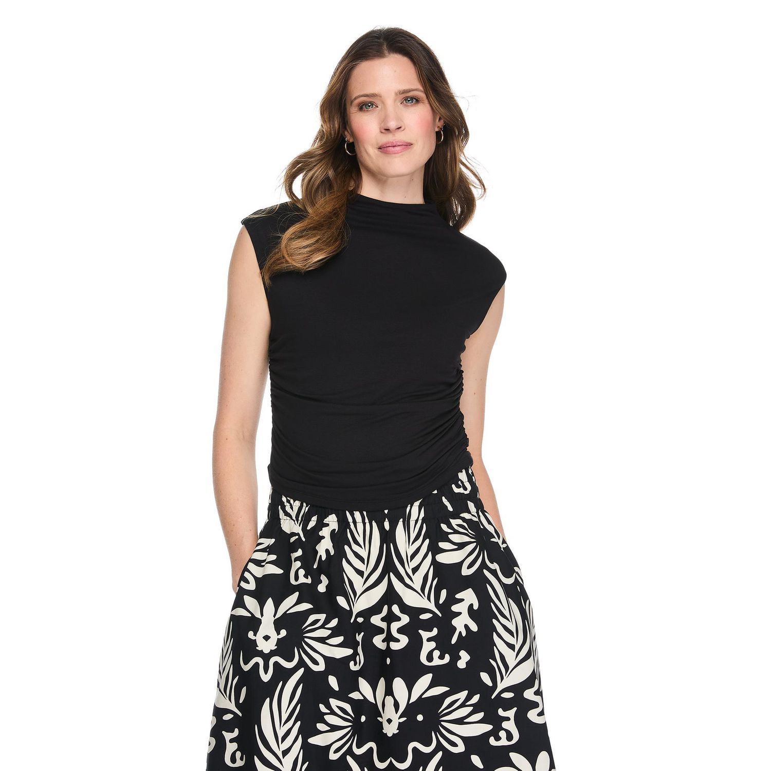 George Women's Funnel-Neck Side Ruched Top