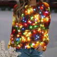 thumbnail image 1 of RKSTN Chemisiers pour Femmes Femmes Noël Mode Décontractée Imprimé Col Rond Ample Long Chandail Sans Capuche Manche Haut en Polyester pour Femmes, 1 of 4
