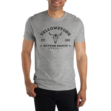 T-Shirt Athlétique Gris Chiné Yellowstone Dutton Ranch à Logo