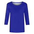 thumbnail image 4 of Aqestyerly T-shirt Uni Mi-Long pour Femme, Blouse Ample Décontractée à Manches 3/4 et Col Rond HWRETIE, 4 of 5