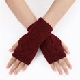 thumbnail image 2 of Ladies Warm Knit Fingerless Gloves Convertible Mittens Fashion Flowers, 2 of 6