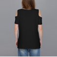 thumbnail image 4 of fheaev Hauts d'Été pour Femmes Épaules Dénudées Manches Courtes Dentelle Patchwork Col Rond Tunique Ample Blouses T-Shirt Décontracté Chic Vacances Travail, 4 of 7