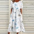 thumbnail image 3 of HomeGardon Liquidation de Robes d'Été! Robes pour Femmes 2025, Robes d'Été Décontractées pour Femmes à Col Rond, Manches Courtes, Fermeture Éclair, Pliantes, à Imprimé Floral, S-TTG, 3 of 5