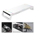 thumbnail image 3 of Milaget Support Surélevé Pliable pour Moniteur d'Ordinateur, Support RGB 4 USB 2.0, Plateau pour Clavier, Design Élégant Blanc, 3 of 8