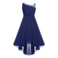 thumbnail image 1 of Doomiva Robe d'Été Sans Manches à Sequins pour Fille, une Épaule, Robe de Demoiselle d'Honneur Formelle Bleu Marine 10, 1 of 7