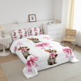 thumbnail image 3 of Erosebridal Cute Rabbit Bedding King Comforter Set,Kawaii Bowknot Bedding Sets King with Comforter,Girls Room Decorative,Reversible,Lightweight,3 Pieces, 3 of 7