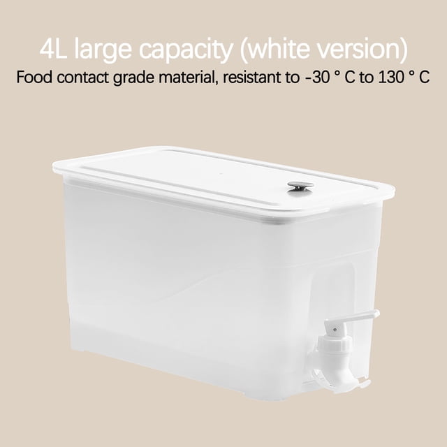 MTBLYS Large Capacity Cold Water Pitcher with Faucet 4000Ml 4 Liter Lemonade Bucket Refrigerator Drink Dispenser Iced Tea Jug Home Kitchen Use