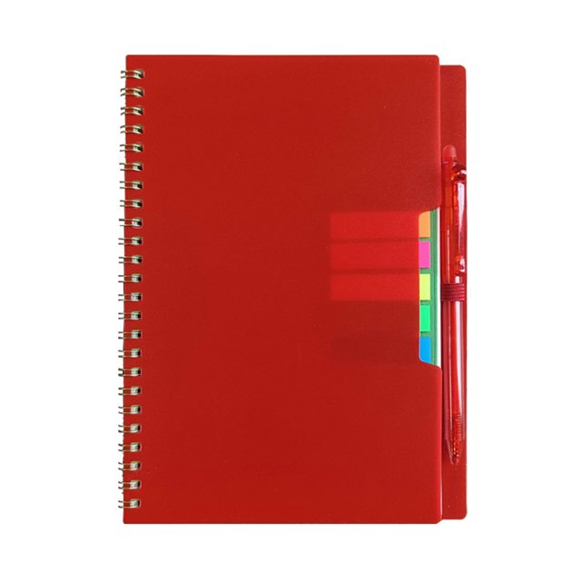 5 Subject Notebook for Work Spiral Notebooks College Ruled with Dividers Tabs Small Note Book Notebooks for Women Writing Book Bulk Notepads Women Journal Stationary Supplies, Red 2 pens + cloth