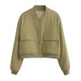 thumbnail image 1 of EQWLJWE Summer Saving Clearance ! Women'S Flying Bomber Jacket With Large Pockets Windproof And Warm Jacket, 1 of 3