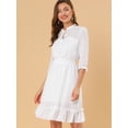 thumbnail image 2 of INSPIRE CHIC Women's Ruffle Hem 3/4 Sleeve Smocked a-Line Dress, 2 of 6
