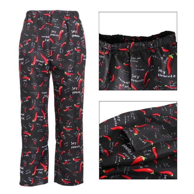 fastboy Pantalon de Chef Uniforme Cargo Ample Pantalon de Travail de Cuisine 3TG Piments