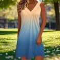 thumbnail image 4 of Kyusrd Robe Débardeur d'Été pour Femmes Robe Courte Plissée à Col en V Sans Manches Robe Soleil T-Shirt Robe Trapèze Robe Courte de Plage, 4 of 6