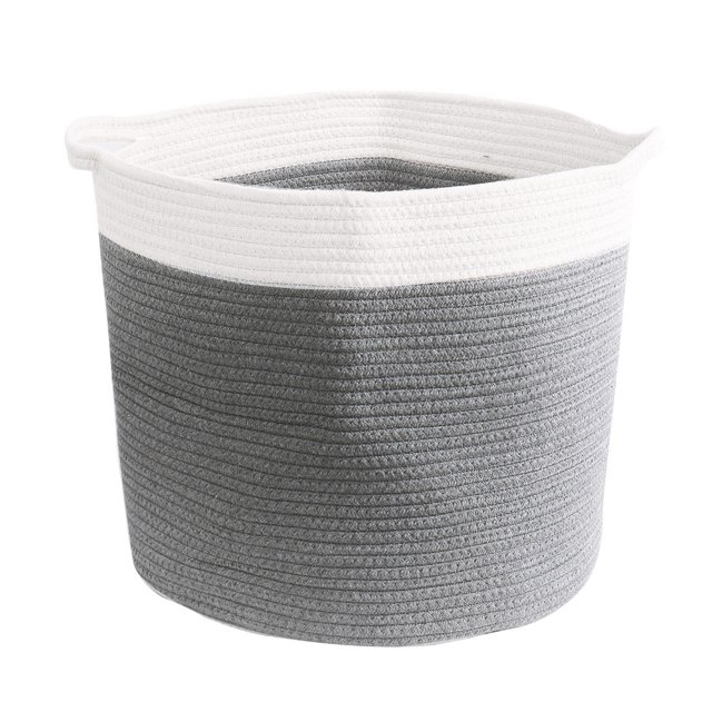 Unique Bargains Large Storage Baskets Cotton Rope Basket Woven Laundry Basket with Handle