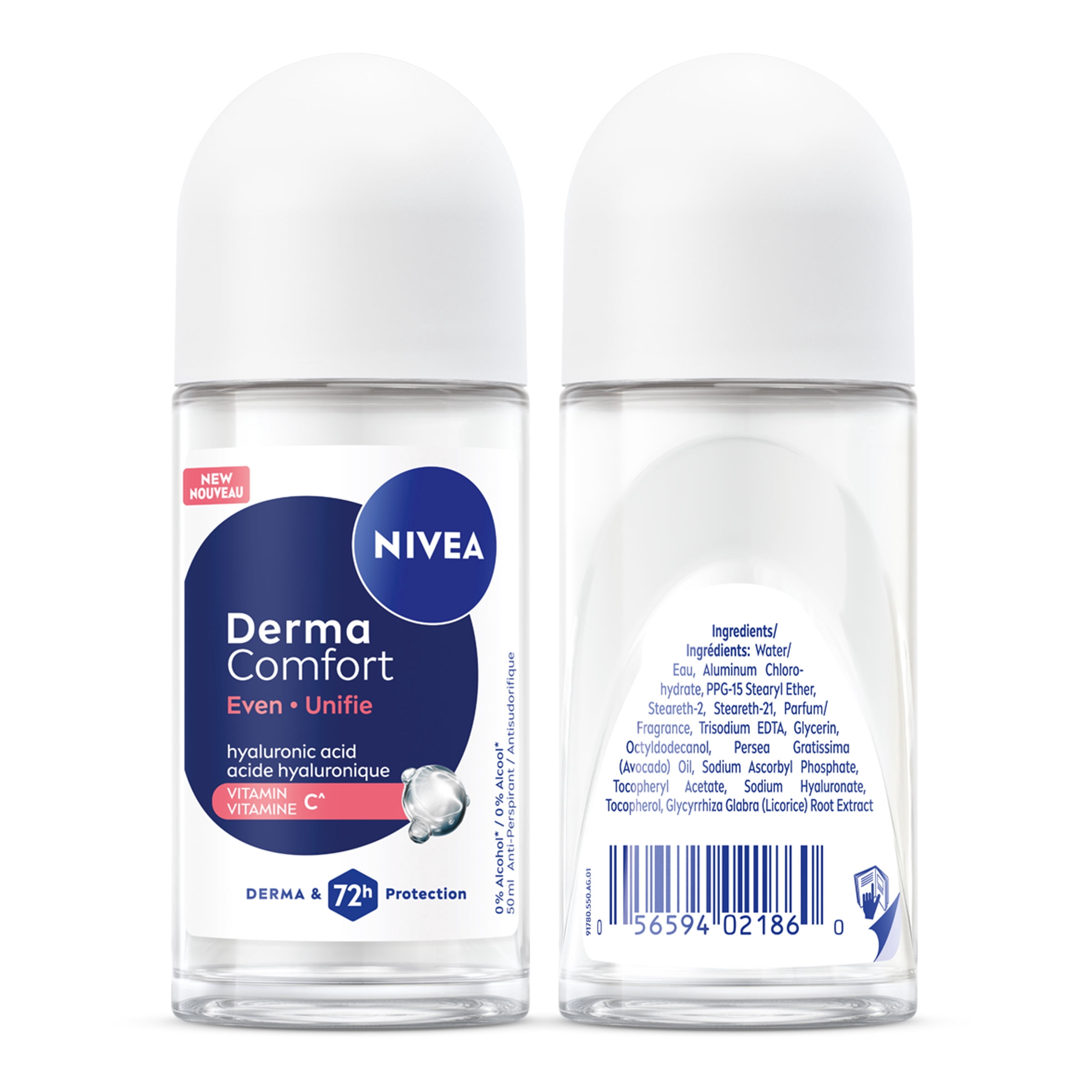 NIVEA Derma Comfort Unifie, antisudorifique en bille, protection 72 heures, 50 ml