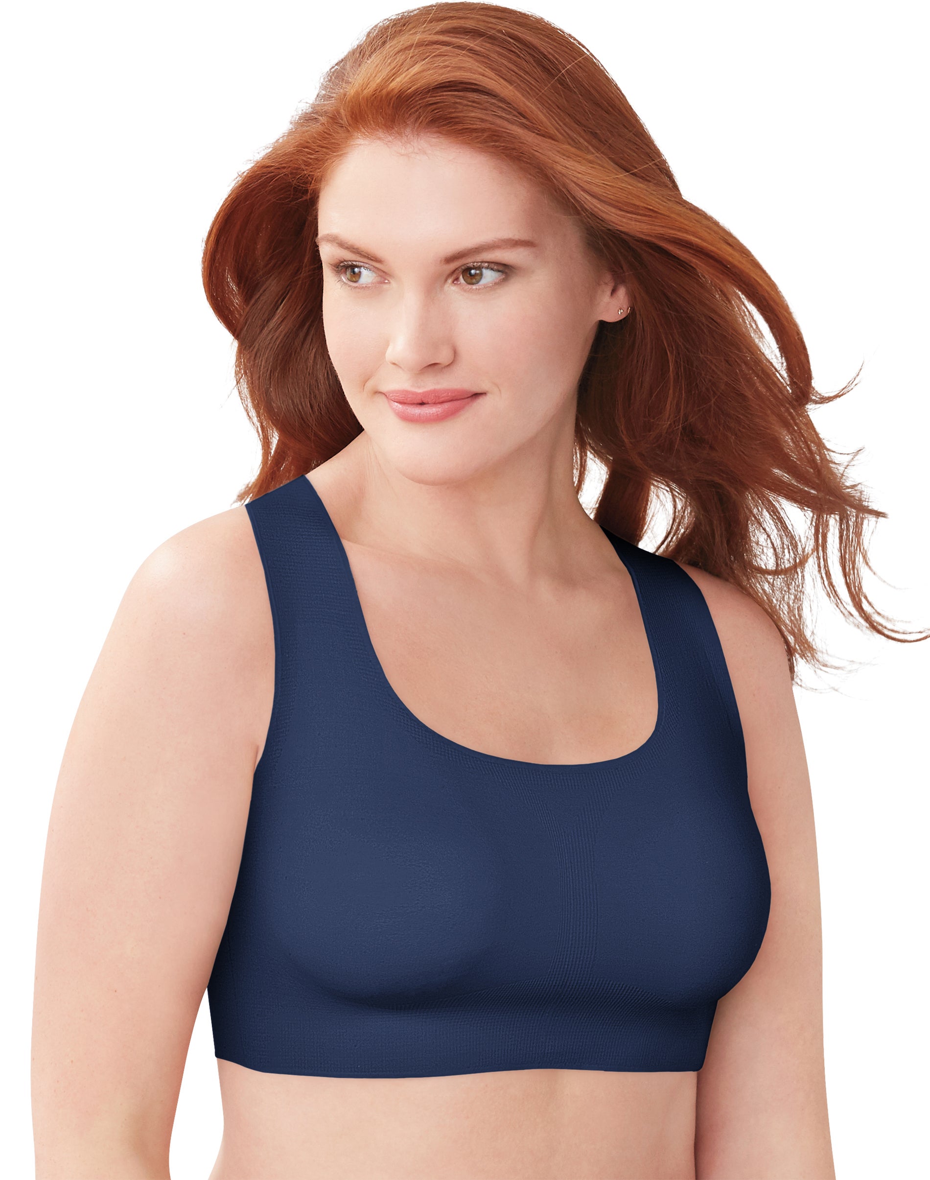 Bali Womens Comfort Revolution EasyLite Seamless Wirefree Bra, 2XL, In The Navy