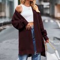 thumbnail image 2 of AherBiu Cardigan Sweaters for Women Ribble Knitted Mid-Long Split Fall Winter Women's Clothes, 2 of 3
