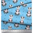 thumbnail image 2 of Soimoi Blue polyester Crepe Fabric Dots & Raccoon Animal Printed Fabric 1 Yard 42 Inch Wide, 2 of 3