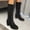 Black, variant on Wensltd Women's Lace Up Knee High Boots Wide Calf Comfortable Riding Shoes Round Toe Casual Winter Boots for Women