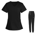 thumbnail image 2 of BVOFAR Scrubs for Women Set V Neck Short Sleeve Tops & Drawstring Jogger Pants Stretch Medical Nursing Uniforms with Pockets, 2 of 4