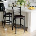 thumbnail image 4 of Bowery Hill Metal Restaurant Bar Stool in Black and Walnut, 4 of 9