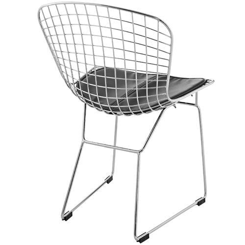 Chaise de salle à manger tissée métallique Take Me Home – Lot de 4 avec coussin noir et cadre chromé, design tissé élégant pour les salles à manger modernes et les espaces contemporains, durable