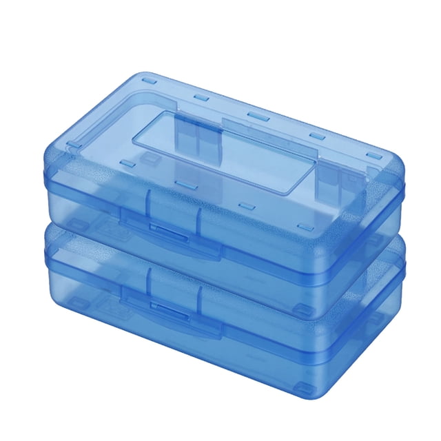 EGNMCR 2pc Plastic Pencil Box Large Capacity Pencil Boxes Clear Boxes With Snap-tight Lid Stackable Design And Stylish Office Supplies Storage Organizer Box Pencil Boxes