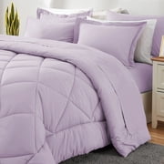 Sleepdown 7-Piece King Bed in a Bag, Light Purple Bedding Set with Comforter Sets King