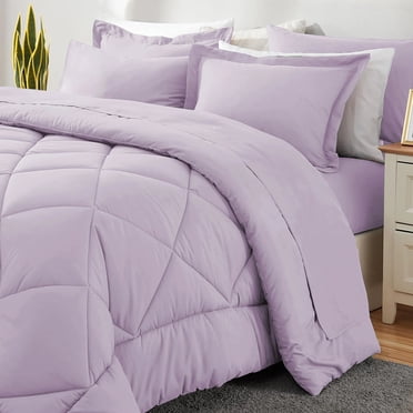 Sleepdown 7-Piece Queen Bed in a Bag, Light Purple Bedding Set with Comforter Sets Queen