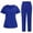 Blue, variant on RKSTN Black Scrubs for Women Set Solid Color Short Sleeve V Neck Scrub Shirt Top with Pockets Elastic Waist Pocketed Flattering Legs Pant Medical Nursing Uniforms Scrub Set Spring Summer