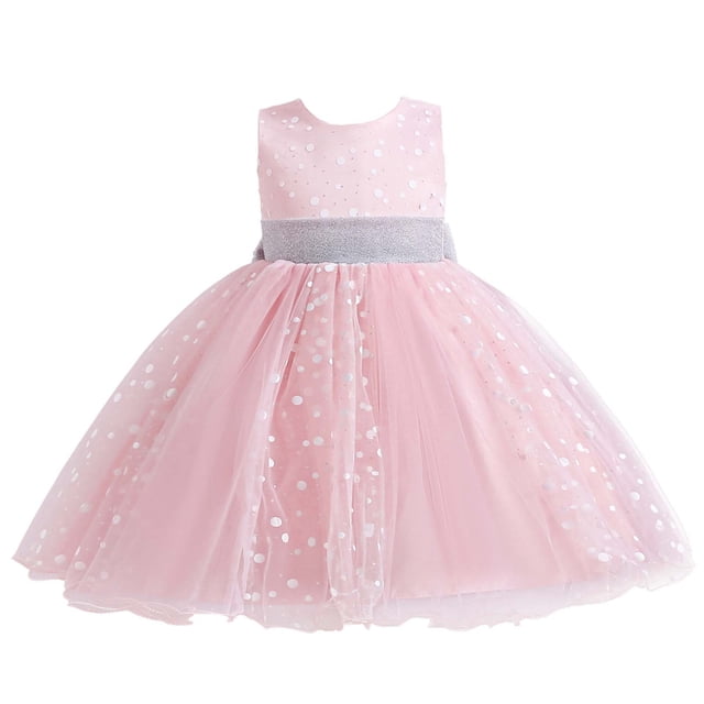 hoksml Robes d'Été, Robes pour Filles, Robe pour Enfants Filles Sans Manches Robe de Princesse Nœud Papillon Dentelle Fleurs Robe en Maille Robe Tuftée Liquidation