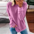 thumbnail image 2 of pxiakgy Femmes Automne Hiver Ample Décontracté Décontracté Manches Longues Col Rond Chandail Uni Rose Vif + m, 2 of 5