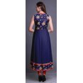 thumbnail image 4 of Bimba Robe Anarkali Fleurie Bleu Marine2 Col Mandarin Sans Manches Kurtis pour Femmes Imprimé Robe Maxi Petite, 4 of 6