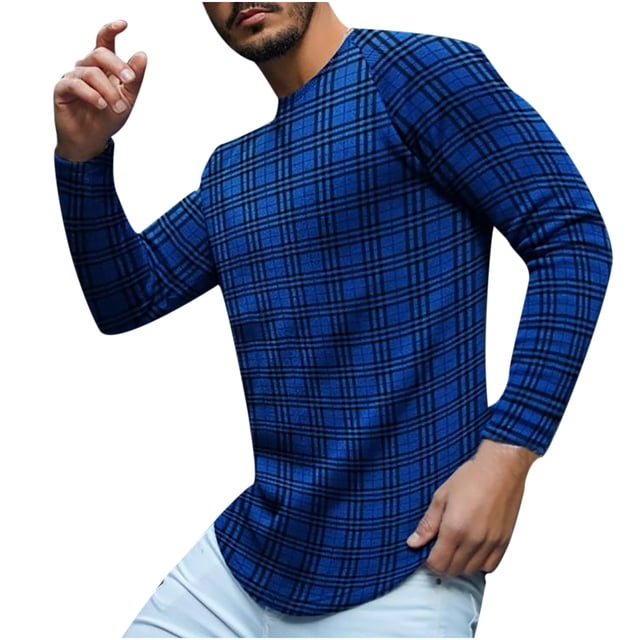 T-Shirt Décontracté pour Homme à Col Rond, Imprimé, à Manches Longues