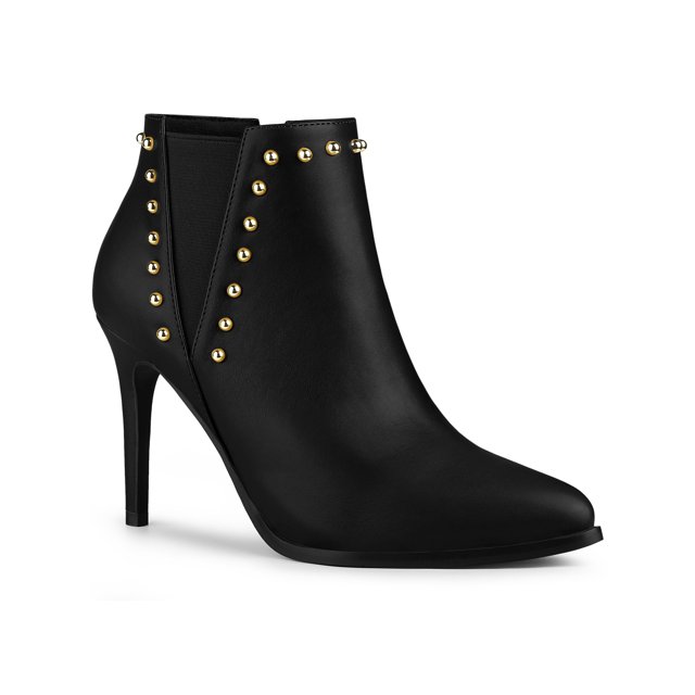 Unique Bargains Women's Pointed Toe Zipper Stiletto High Heel Ankle Boots