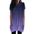 thumbnail image 1 of TSADFHJI Hauts pour Femmes 2TG Été Décontracté Ample Chandail Col Rond Tunique à Manches Courtes avec Poches m Violet, 1 of 5